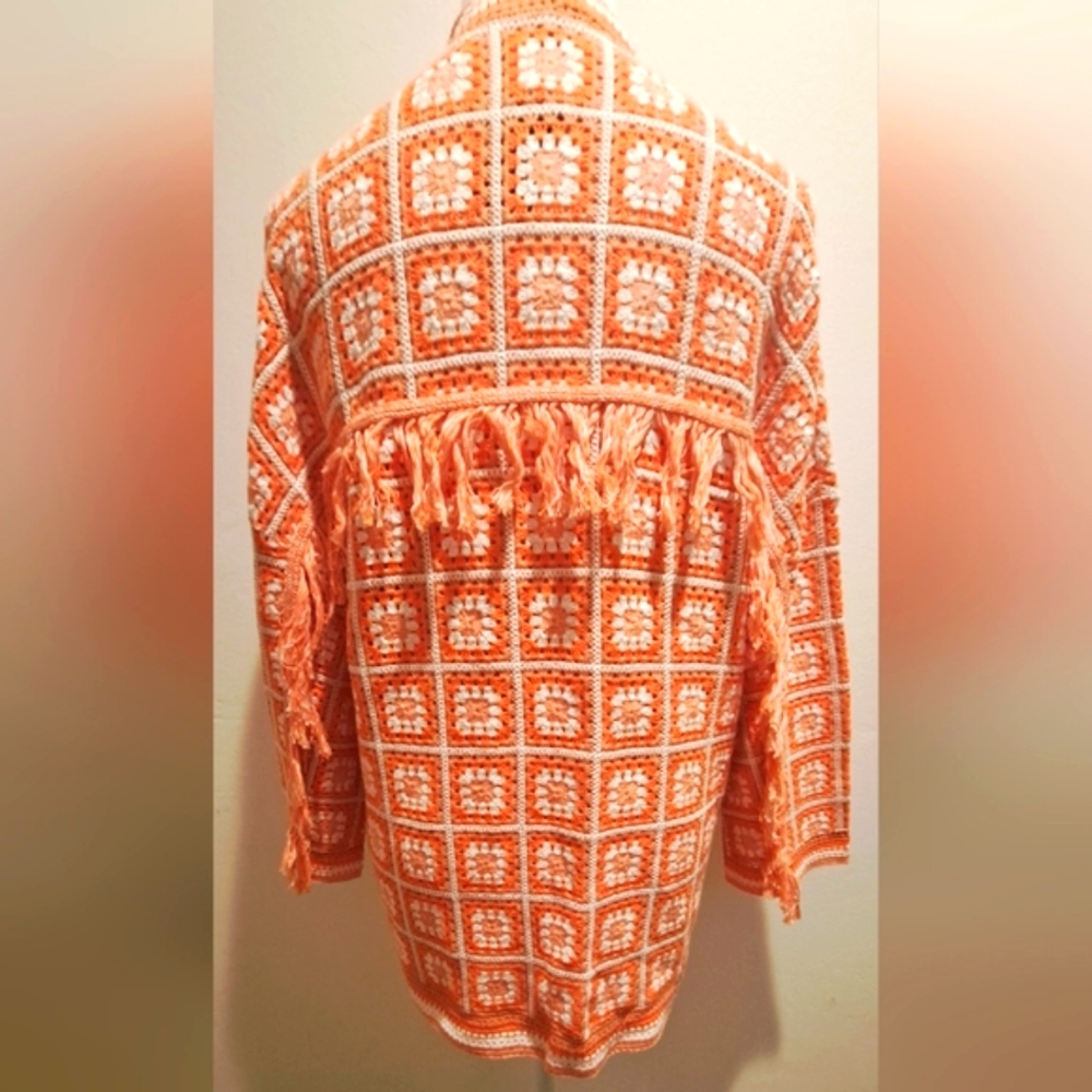 Maje crochet fringe cardigan sweater 🧡🧡🧡